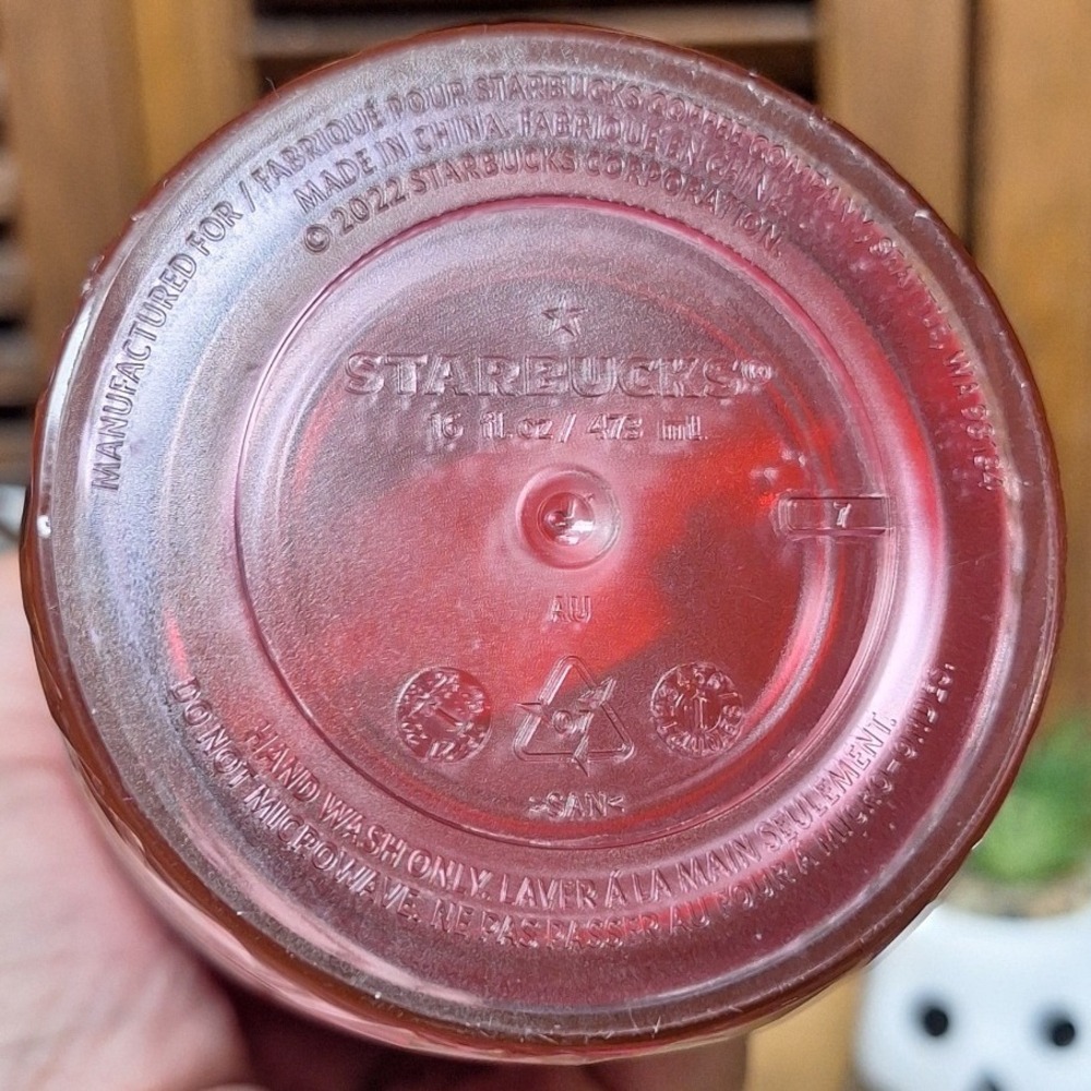 Starbucks 2022 Holiday Red Translucent Swirl Acrylic 16oz Tumbler Lid - Picture 4 of 6